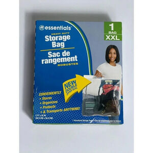 2 Bags XXL Heavy Duty Storage Bag Clear Plastic Zip Lock Hand Carry 24x20